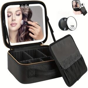 NWT LED light Makeup Cosmetic Travel bag Black